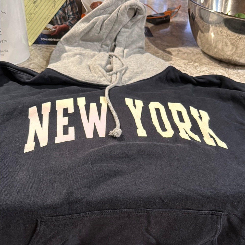 Gray and Black Collegiate Sweatshirt Hoodie